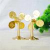 Brass Windmill Model Statue Luck Wealth Prosperities Metal Pinwheels Sculpture