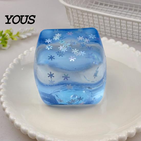 Jellyfish Squeeze Toy Transparent Lemon Toy, Stress Relief Ice Cream Safe Ball Soft Clear Cube Sensory for Kids Adults Shaped