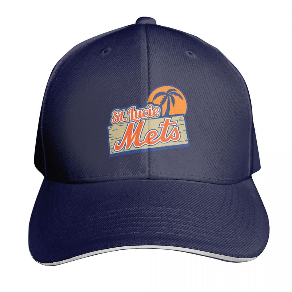 The StLucieMets Logo Baseball Cap Snap Back Hat Ball Cap Hat Unisex For The Sun Hat Unisex Unisexs Hats Womens