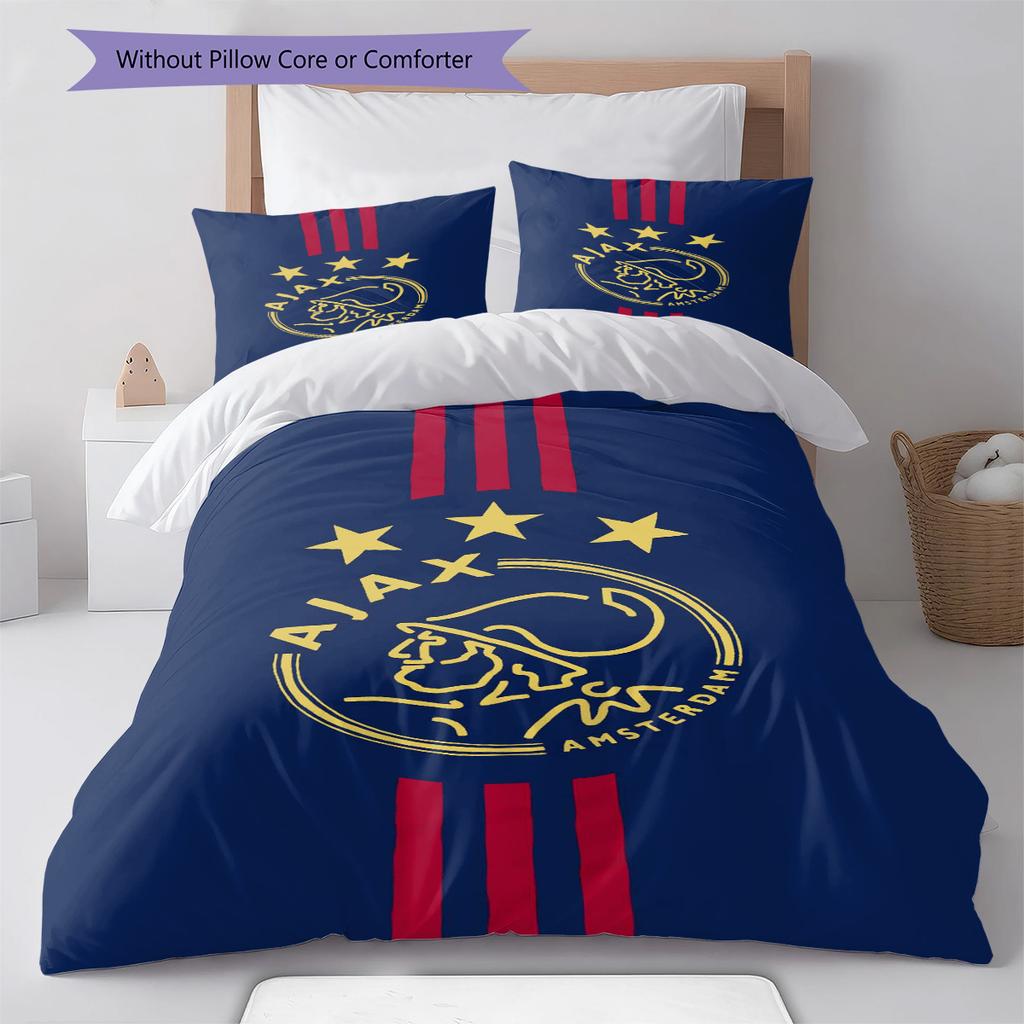 AFC Ajax Muster Bettwäscheset Bettbezug Kissenbezug Heimdeko Geschenk (1 Bettbezug + 2 Kissenbezüge, ohne Füllung)