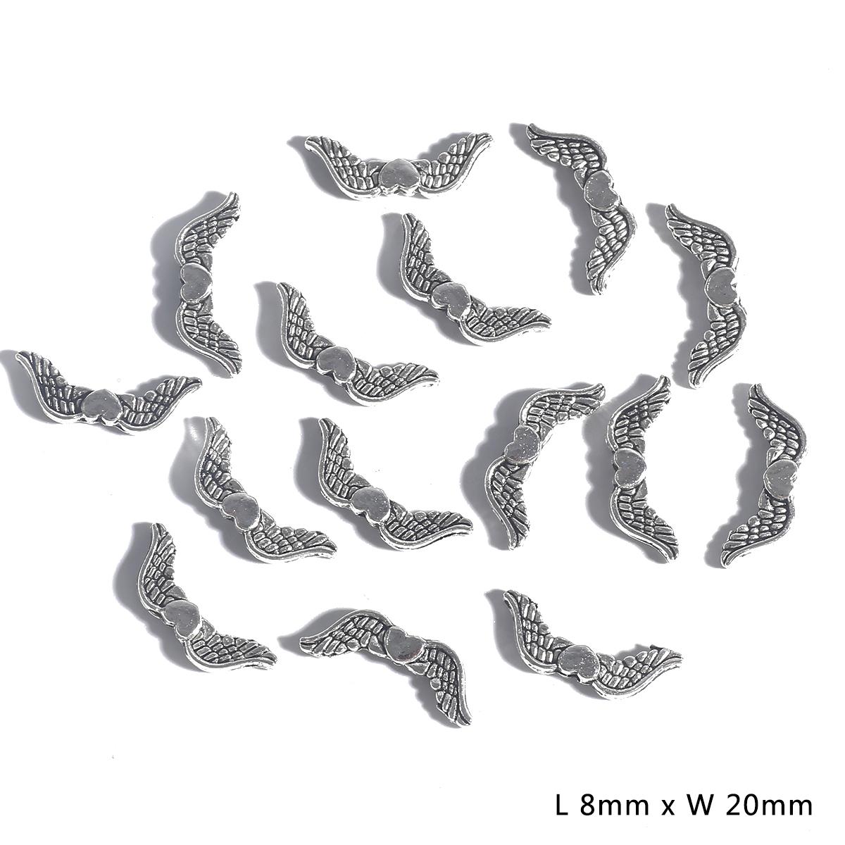 

20 шт. подвески в виде угловых крыльев разных размеров, античные серебряные цветные подвески, изготовление украшений своими руками, ожерелье ручной работы 05 8×20mm серебряный