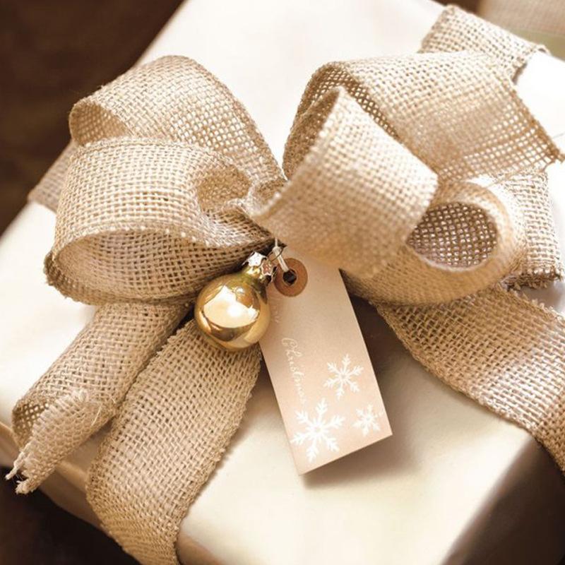 Primary Color Huangya Pure Linen Roll Silk Webbing Hemp Rope Handmade Diy Christmas Decorative Bow Fabric Sisal