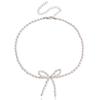 Elegant Pearl Zircon Bowknot Necklaces for Women Imitation Pearl Bow Choker Necklaces Exquisite Bowknot Tassel Pendant Necklace