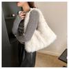 Autumn and Winter New Fashion Macaroon Women's Shoulder Bags Fluffy Long Plush High Capacity Armpit Bags Foreign Style Female Portable Large Tote Bags