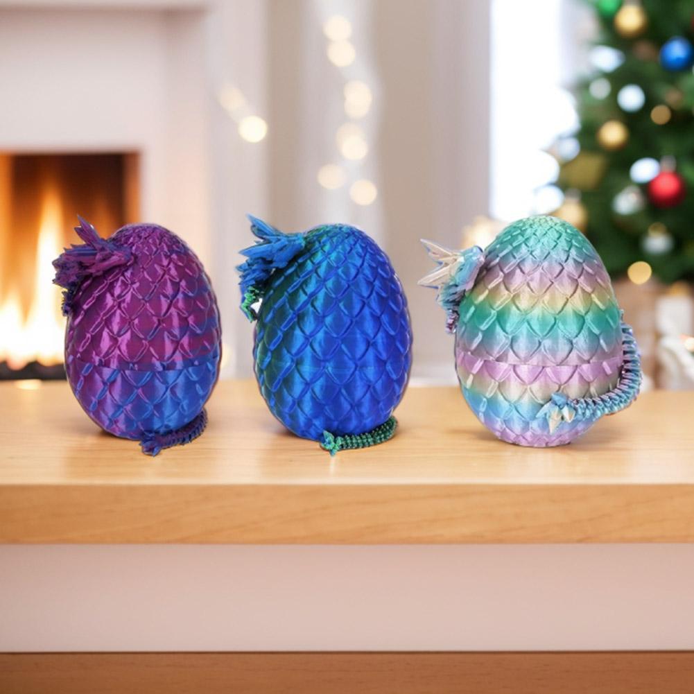 4Pcs 3D Printed Dragon Egg Executive Dragon Fidget Desk Toys 3D Printed Dragon in Egg Toys for Kids Gifts