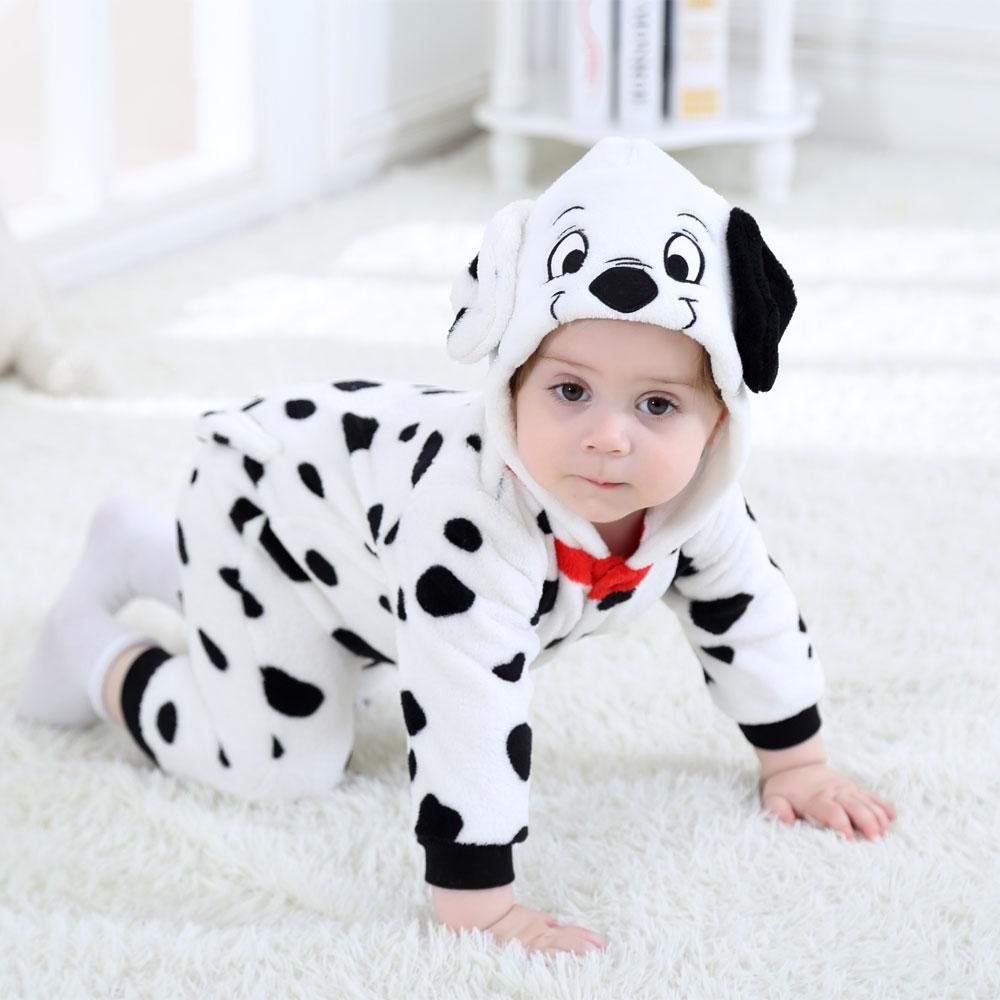 Umorden Costume Chien Dalmatien Lion Tigre Dinosaure pour Bébés et Tout-Petits Garçons Filles Kigurumi Animal de dessin animé Combinaison Halloween Pourim 80 (18-23M)