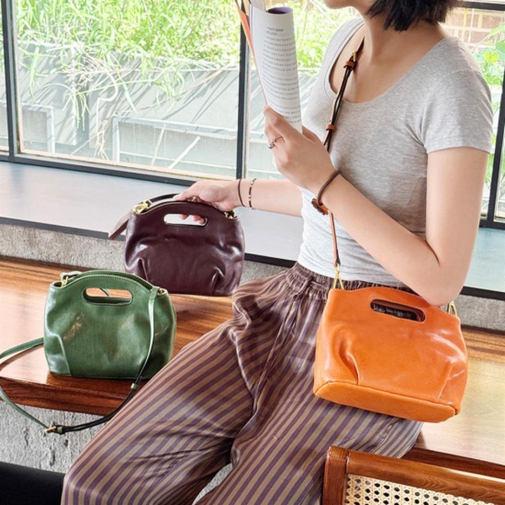 New Arrivals Open Run Mini Tote Bag Cowhide Strap Handle Crossbody