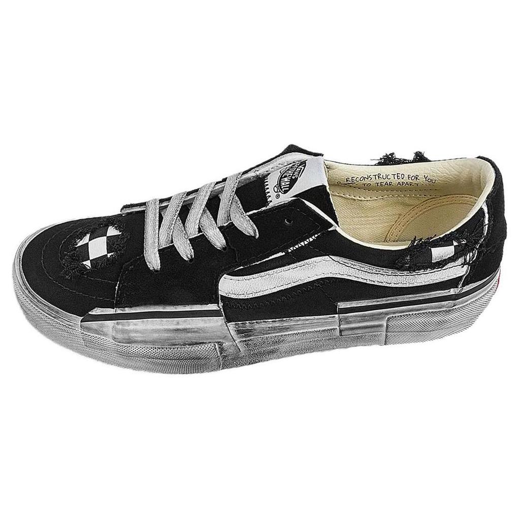 Vans Sk8 Reconstruct Round Toe Lace-Up Low-Top Skate Shoes Unisex Sneakers Black VN0009QSBP7