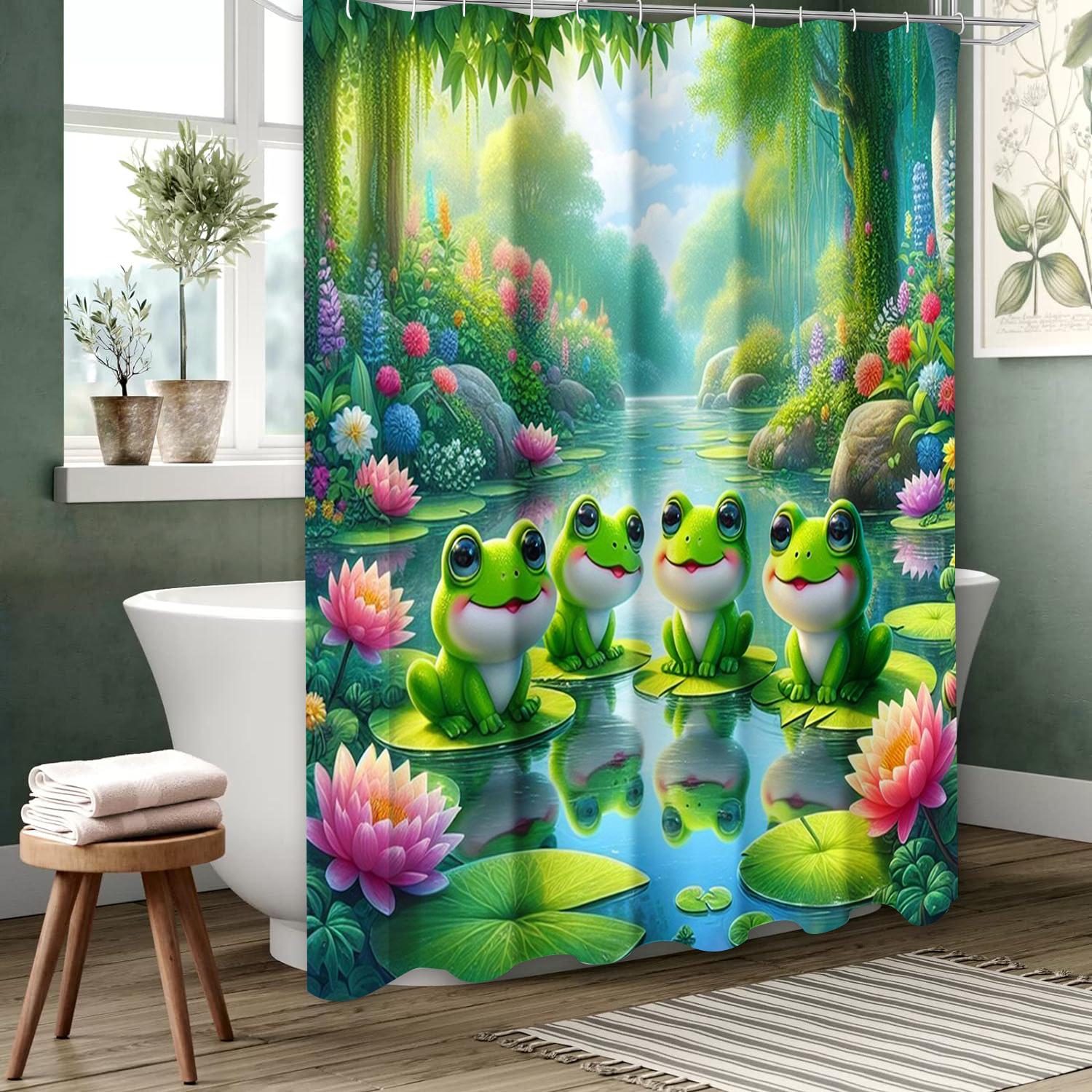 

Animal Frog And Lotus Bathing Curtain Bathroom Shower Curtain Waterproof With 12 Hooks Home Deco Free Ship 180x180cm curtain червоний