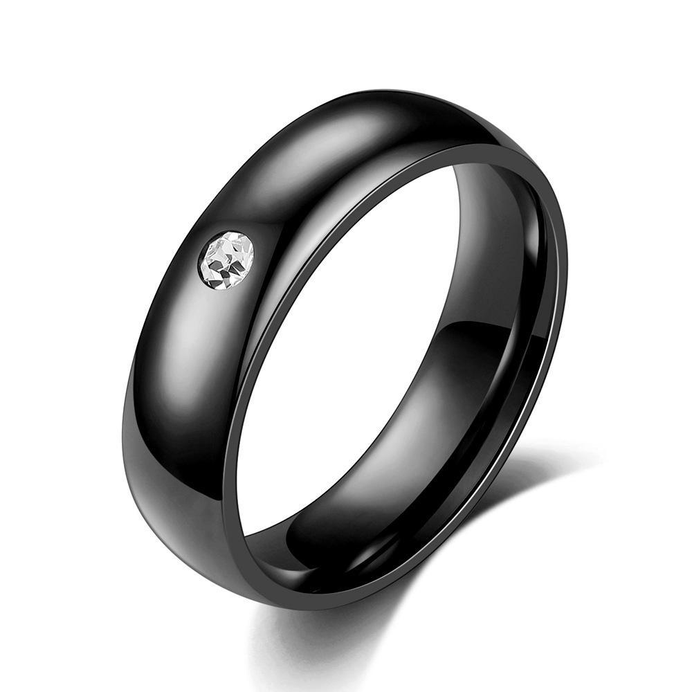 Stylish 5mm Stainless Steel Diamond Couple Ring for Men & Women