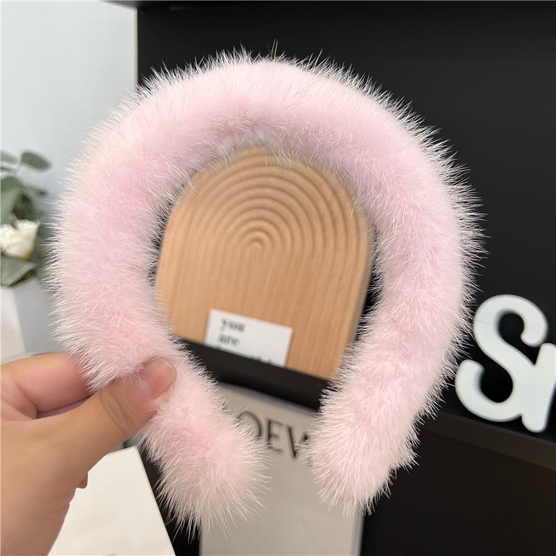 Hot Sale Women Luxury Winter  Mink Fur Headbands High Quality Real Fur Hair Band Lady Fashion Hair Hoop Furry Gift