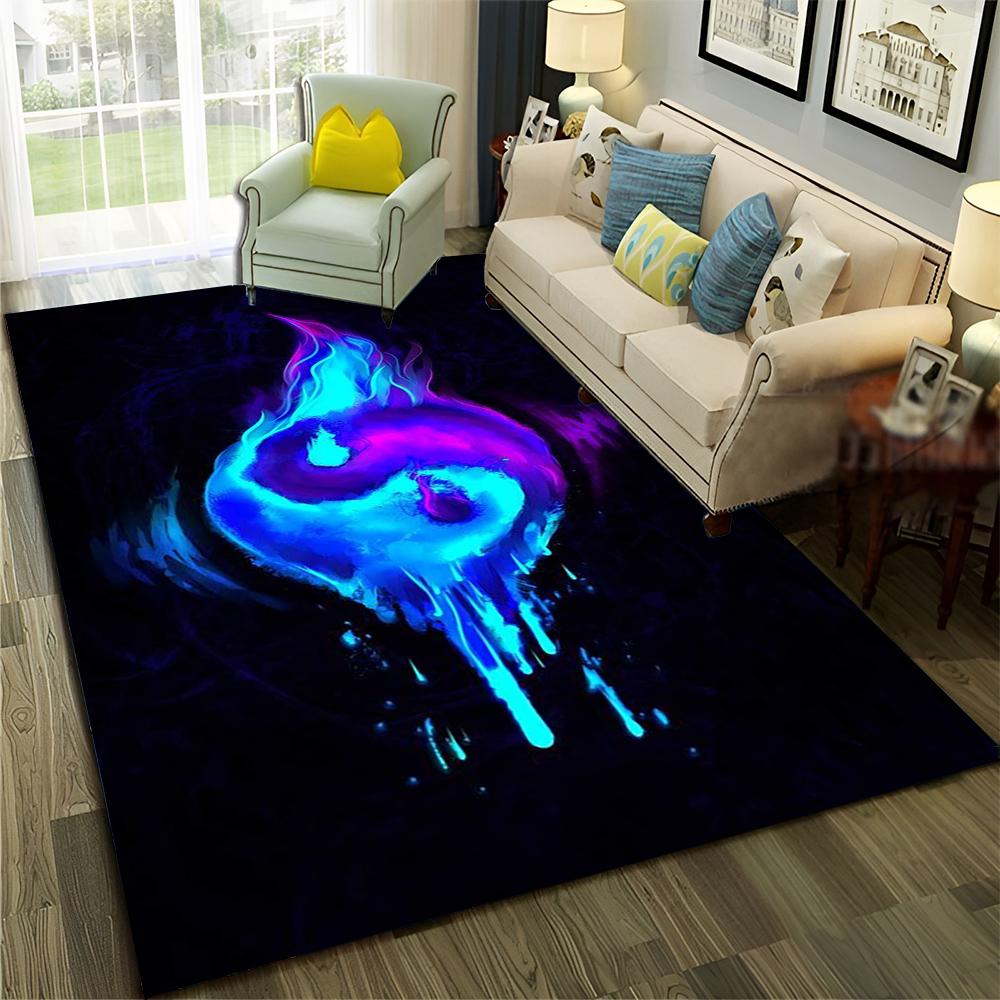 Chinese 3D Tai Chi Bagua Yin Yang  Carpet Rug for Home Living Room Bedroom Sofa Doormat Decor,Child Area Rug Non-slip Floor Mat