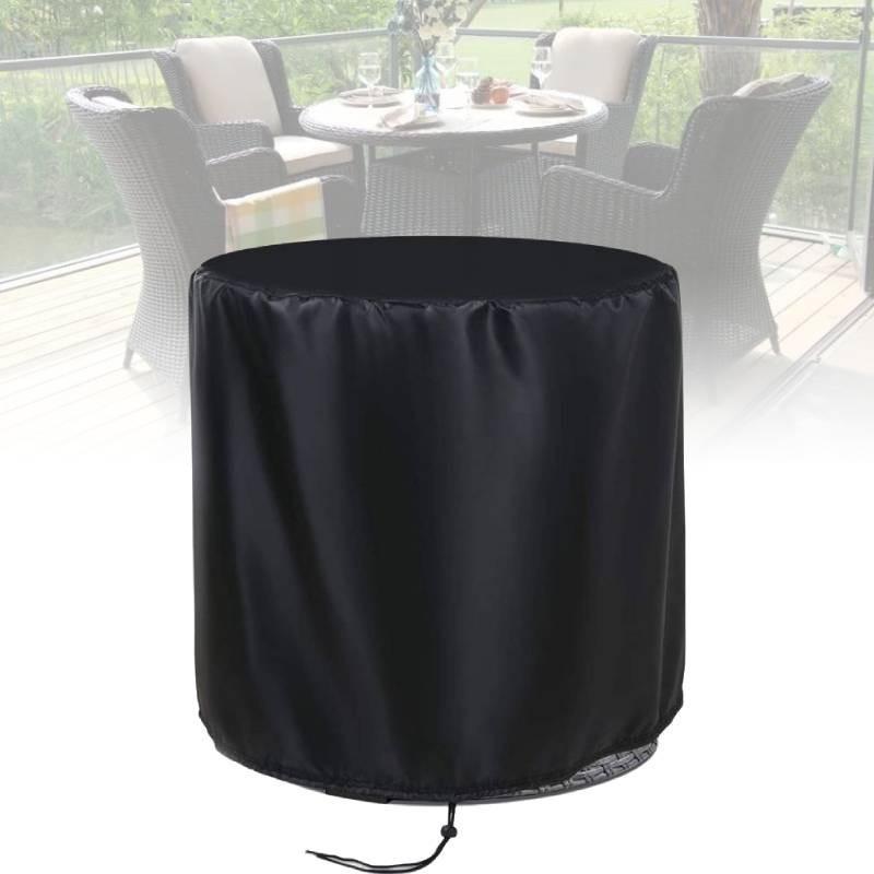 Durable Black Oxford Round Table Cover For Outdoor Patio Rain Dust Wind Protection