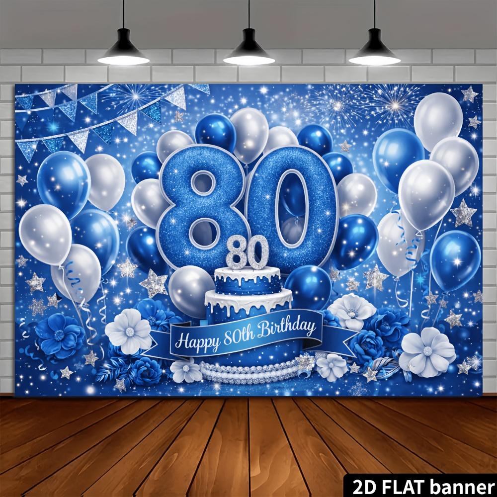 Diseño plano 2D un fondo de banner de 1 pieza para una fiesta de 80 cumpleaños adecuado para reuniones familiares y fiestas al aire libre
