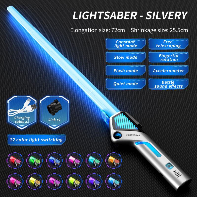 Non-Toxic Children Colorful Glowing Sword Toys Telescopic Music Laser Sword 2-In-1 Rotating Decompression Toy Light Sword Kids Adult Toys