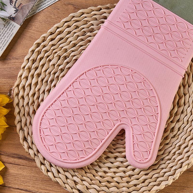 Silikon-Ofenhandschuhe, Hitzebeständige 2 Stück Ofenhandschuhe mit weicher Baumwollfütterung, Rutschfester Griff Ofenhandschuh, Küchen-Topflappen BBQ