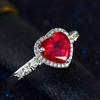 Crystal Heart-Shaped Ruby Zircon Women's Ring: European American Fashion Engagement Jewelry