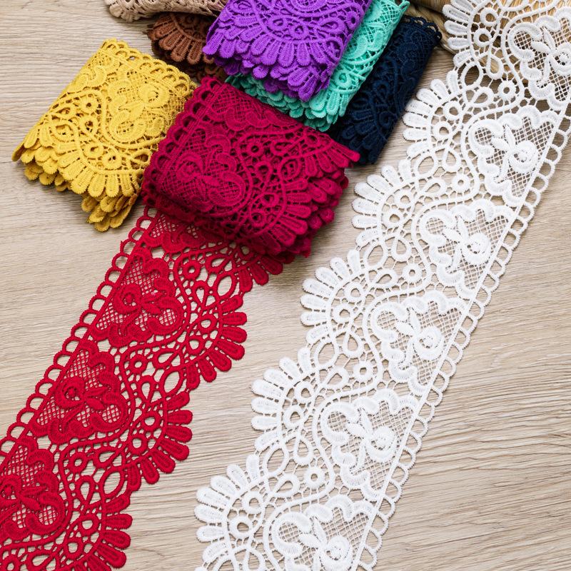 Colorful Hollow Out Floral Embroidered Lace Ribbon DIY Apparel Sewing Fabric 10cm Wide Handmade Crafts Water Soluble Lace Tape