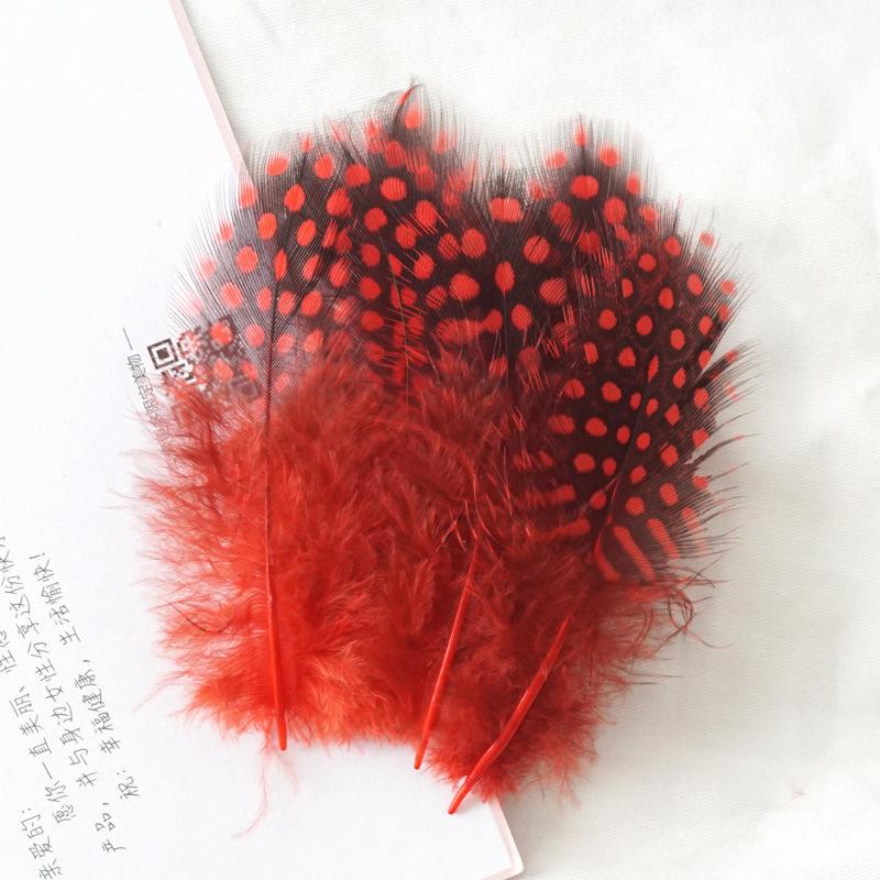 50Pcs Pearl Chicken Feather Polka Dots Feather Cat Teaser Stick Accessories Colored Polka Dots Pheasant Hair Handmade Decorative Material