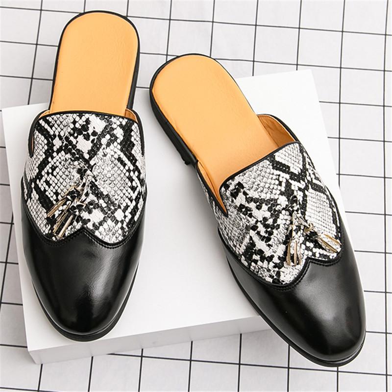 

Тренд Новые мужские полушлепанцы с леопардовым принтом, обувь для вождения, мужские смешанные повседневные мюли, мокасины, дышащие лоферы, Zapatos Hombre 38