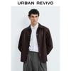 UR Men's PU Lapel Button Jacket