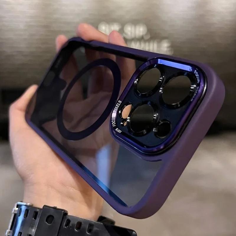 For iPhone 17 Luxury Magnetic Metal Lens Bumper Protection For Case 16 15 14 13 12 11 Pro Max Wireless Charge Hard Clear Cover