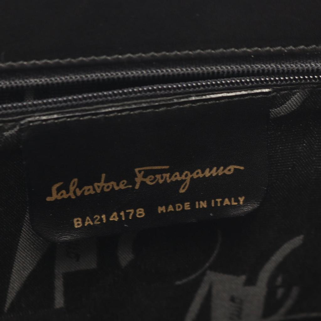 Used Salvatore Ferragamo Vala Ribbon 2WAY Handbag leather Black Used Women