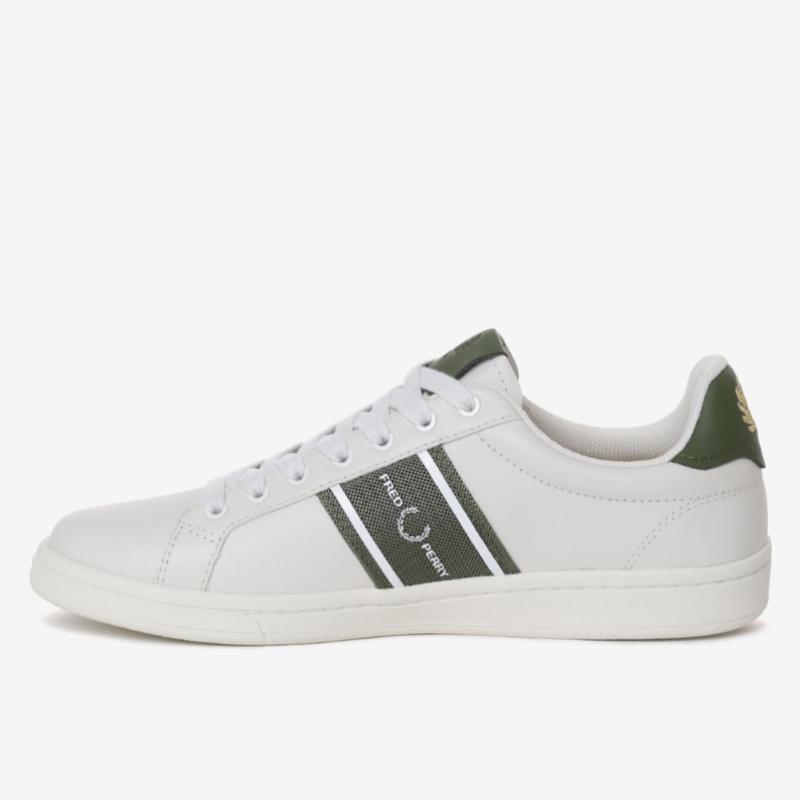Fred Perry Unisex Leather Sneakers B721 Leather Graphic Branded Mesh