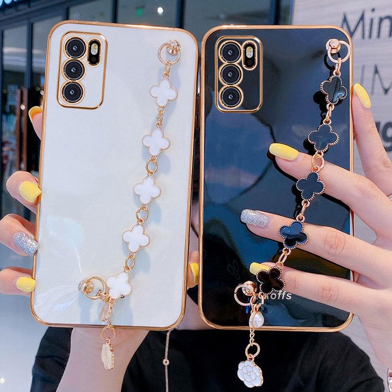 Suitable for iPhone 15 Promax Phone Case, Fashionable Clover Bracelet, 13 Apple 14 Protective Case, 12XS Creative