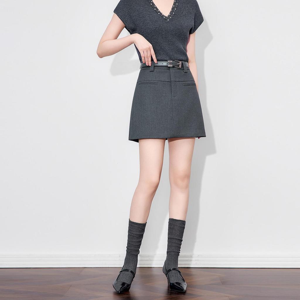 Retro Style Tencel Wool A-Line High Waist Skirt - Women's Autumn Collection