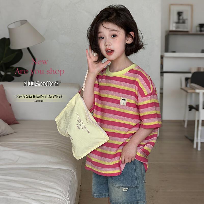 Tutu Little Elephant Girls  Striped Cotton Short-Sleeve T-Shirt 150