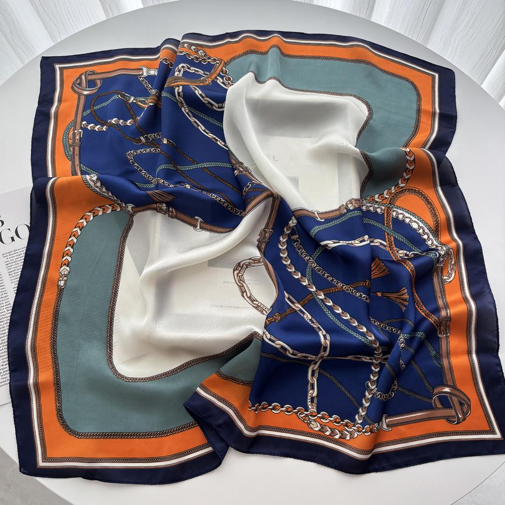 Luxury Fashion Print Square Scarf Women Satin Feel Scarves Bandana Hijab Neckerchief Shawl Kerchief Hair Band Foulard Lady