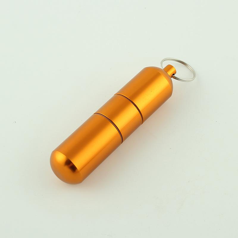Capsule Shape Silver Aluminum Alloy Cigarette Box Waterproof Cigarette Case Pill Toothpick Capsule Holder with Keychain Mens Gif