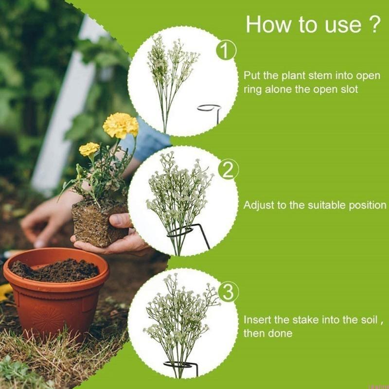 Garden Support Stake Ring Metal Garden Plant Supports Single Stem Shrub Holder