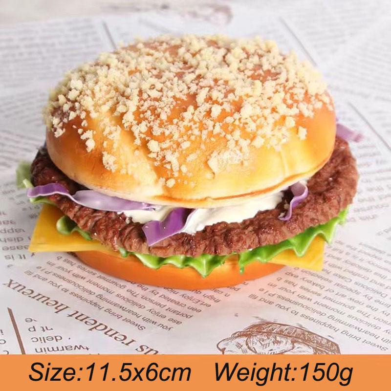 Fake Beaf Hamburger Artificial Hamburger Soft Bread Photography Prop Display Food Model Party Home Decor Film Television Props