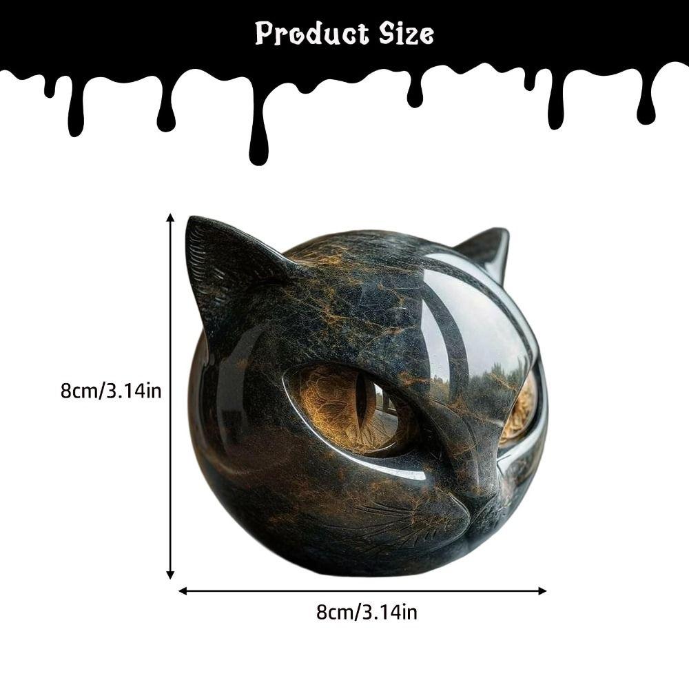 Pryskyřičná Socha Černá Kočka Kámen Křišťálové Léčení Elegantní Figurka Černé Kočky Dekorativní Socha