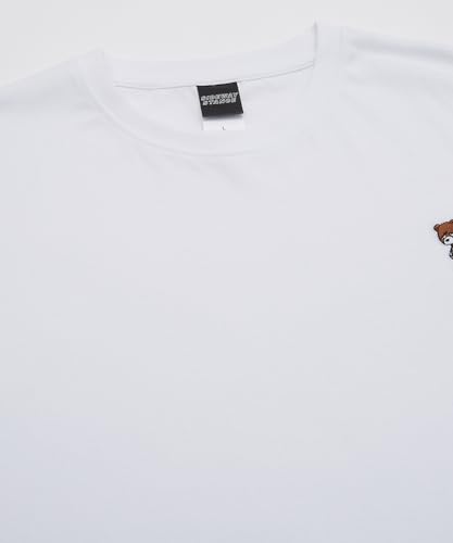 IMPROMES Casual SIDEWAYSTANCE Embroidered Skateboard Downer Bear Short Sleeve T-Shirt, Men's, Black