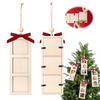 Festive Tree Ornament for Photos Christmas Wooden Photo Frame Ornament, DIY Hanging Picture Holder with Reusable Holiday Ribbon Bow, Decor, Party