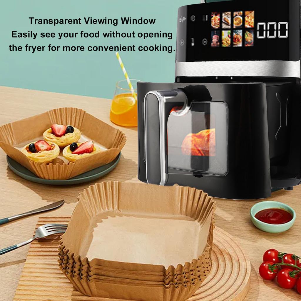 5QT Oilless Fryer Black Large Capacity Visual Window Color Display Fully Automatic Electric Fryer Cooker Chicken French Fries