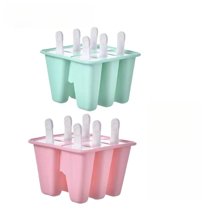 6 Girds Creative Silicone Ice Mold for Home Use Summer DIY Homemade Ice Cream Mold Kids Popsicle Ice Cube Tray Freeze Box