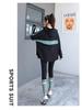 Women's Plus Size Loose Zipper Hoodie Three-Piece Sports Suit with Tapered Pants - Hip Covering, Slimming Yoga Wear