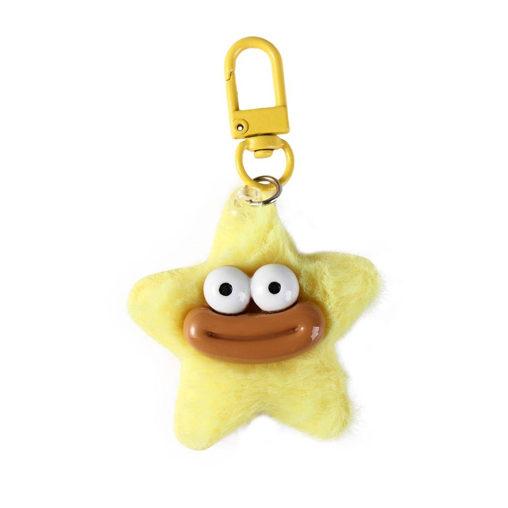 Милый мультяшный забавный брелок-звезда Мини плюшевые игрушки Брелок с сосисочным ртом Y2K Цветной плюшевый подвес-звезда Подвеска на сумку жёлтый