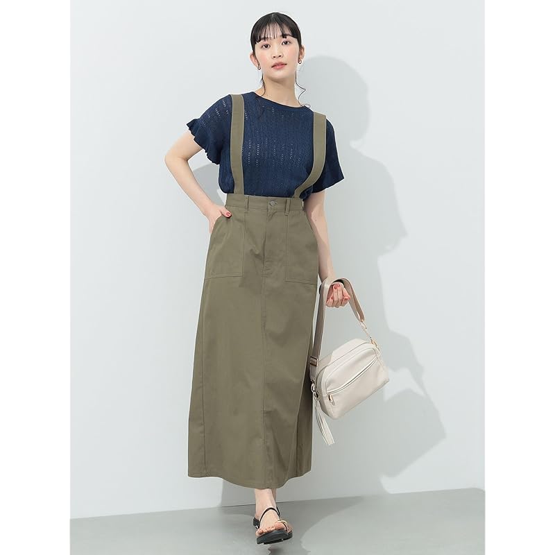 [Beams Heart] skirt with suspenders flared skirt ladies D.OLIVE FREE