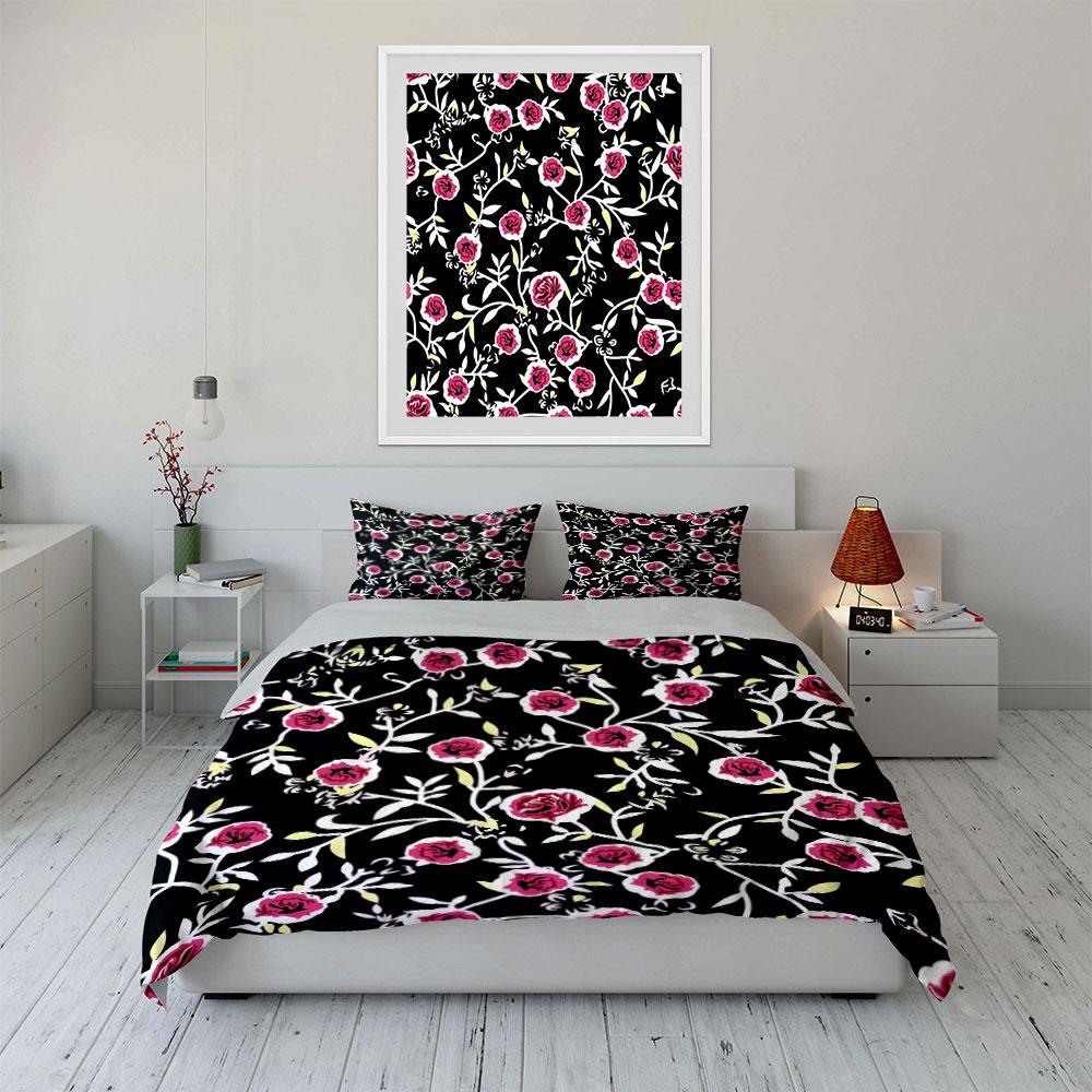 Blooming midnight garden. Bedding sets Duvet covers Pillowcases(1* Duvet Cover 2* Pillowcases without duvet insert)