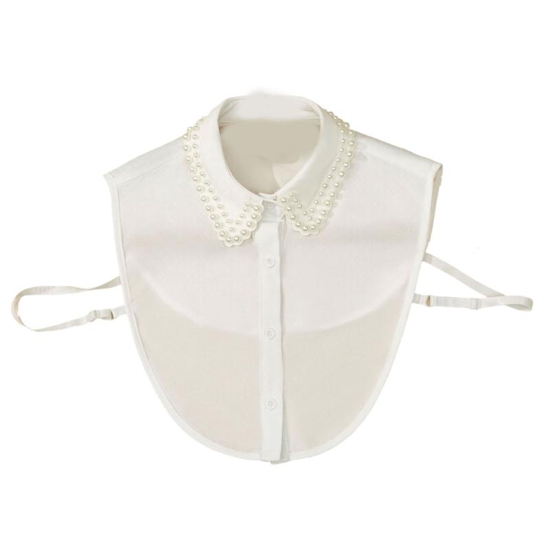 

Elegant Beaded Double Row Pearls Detachable Collar For Women Soft Comfortable Fabric Ideal For Prom Event And Daily Commute белый