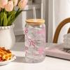 Tazza Trasparente Trasparente con Cannuccia e Coperchi Tazza da Bevanda Regalo Tazza per Tè al Latte Festa