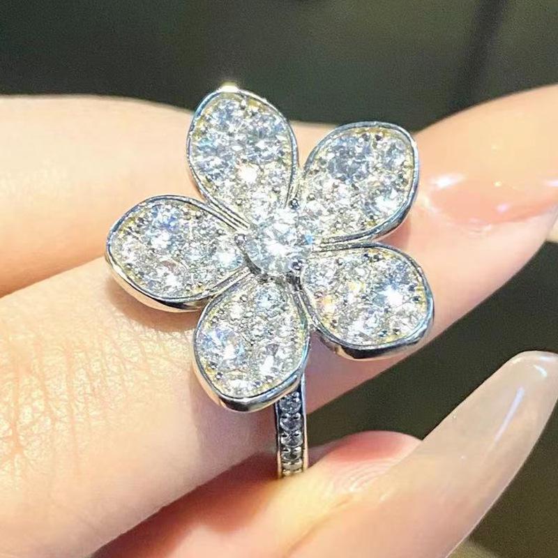 

Xiancan Jewelry 2023 Позолоченное серебро S925 Кольцо с цветком и бриллиантом для повседневной носки Size 5