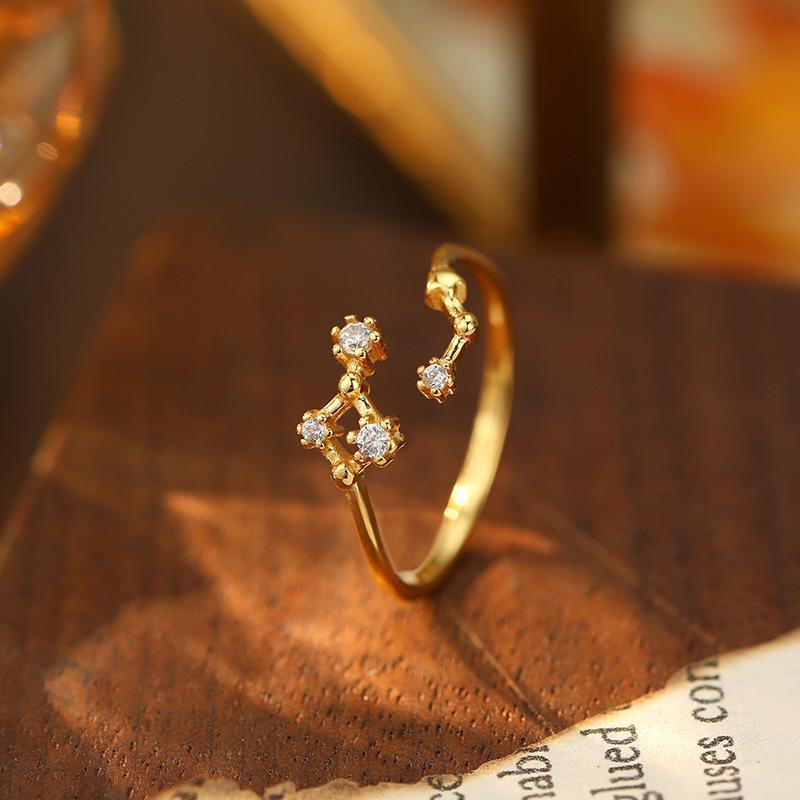 Banyan Tree S925 Silver Zodiac Constellation Ring - Women's Summer Simple Birthday Jewelry