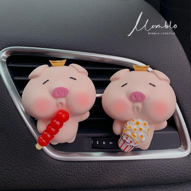 Cute Pouty Pig Car Air Conditioning Vent Perfume Pendant Aroma Decoration Popular Handmade Car Fragrance Stone