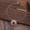 New color painting oil hollow sunflower pendant, women's personality versatile geometric flower necklace
